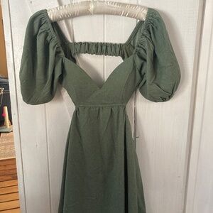 Sunday Soho Puff Sleeve Summer Skater Dress with Open Back NWT SMALL